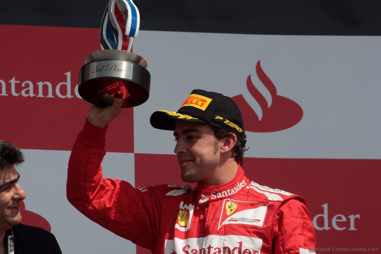 GP GRAN BRETAGNA, 08.07.2012- Gara, secondo Fernando Alonso (ESP) Ferrari F2012