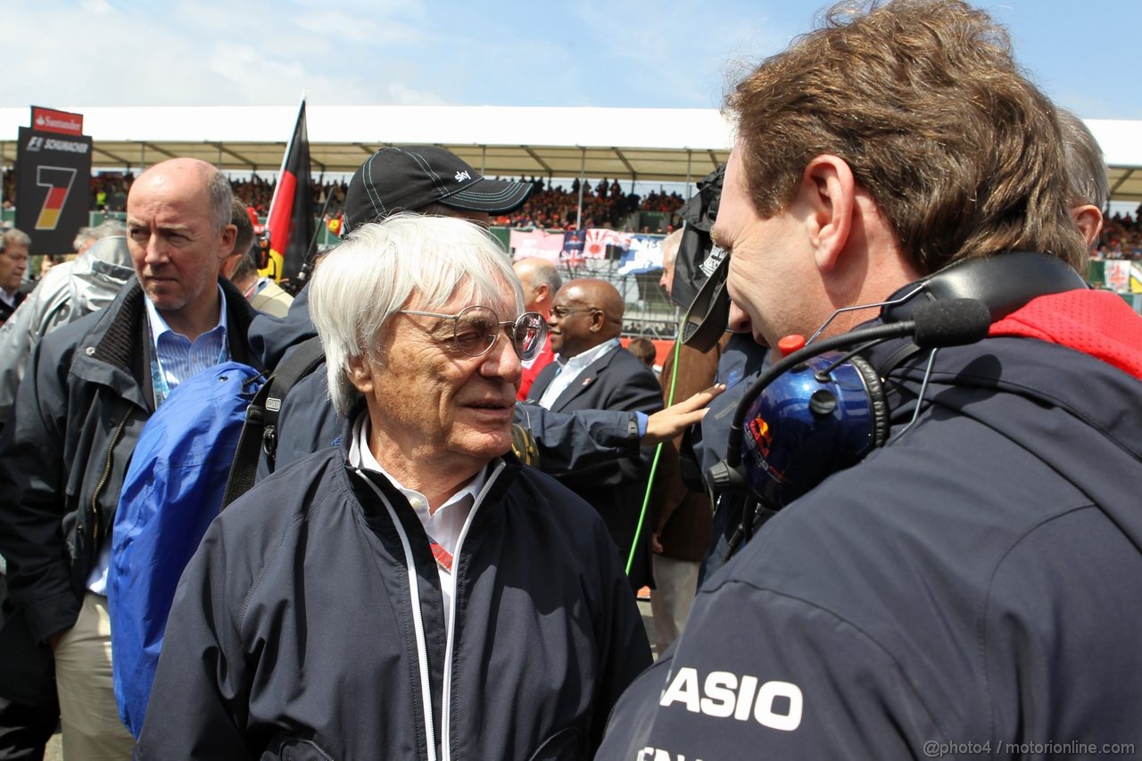GP GRAN BRETAGNA, 08.07.2012- Gara, Bernie Ecclestone (GBR), President e CEO of Formula One Management  e Christian Horner (GBR), Red Bull Racing, Sporting Director 