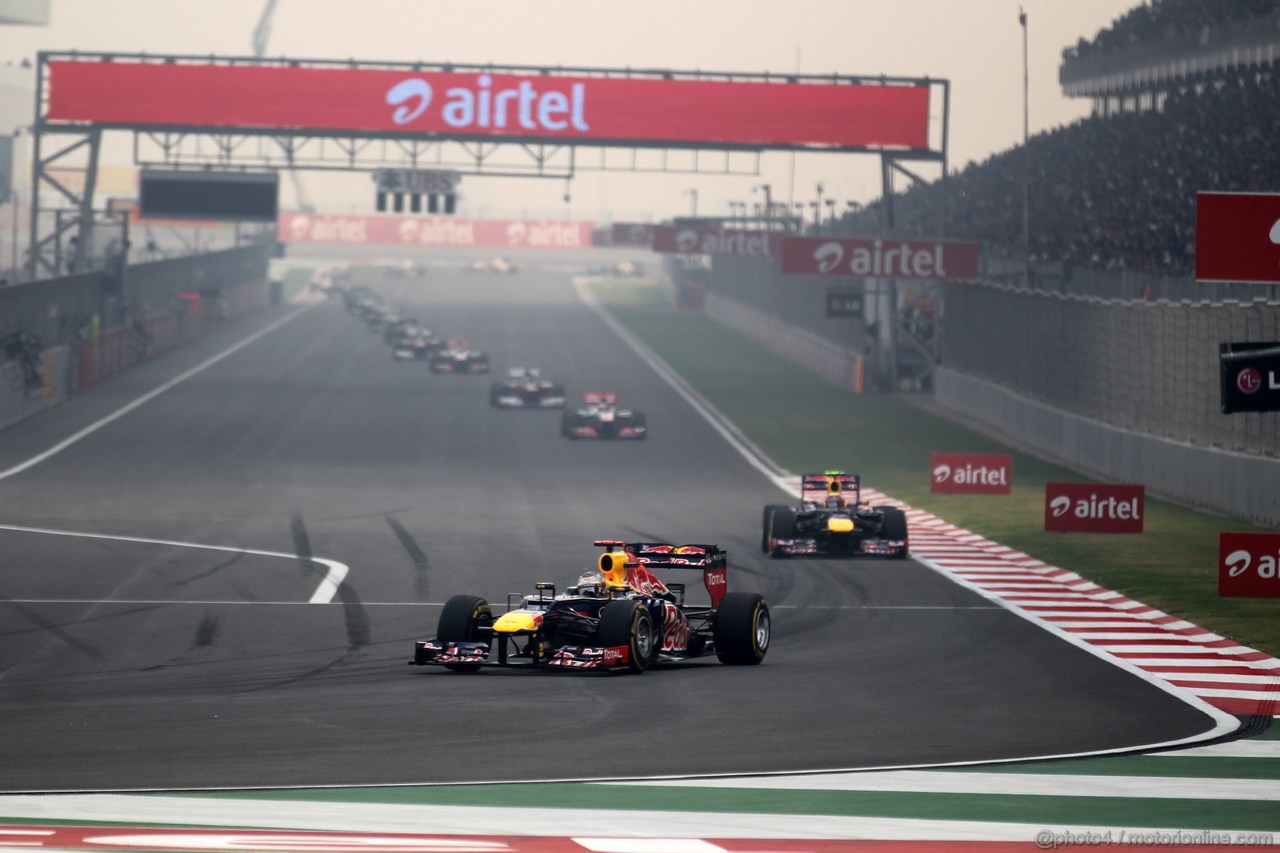 GP INDIA, 28.10.2012- Gara, Sebastian Vettel (GER) Red Bull Racing RB8 