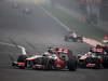 GP INDIA, 28.10.2012- Gara, Jenson Button (GBR) McLaren Mercedes MP4-27 e Lewis Hamilton (GBR) McLaren Mercedes MP4-27 