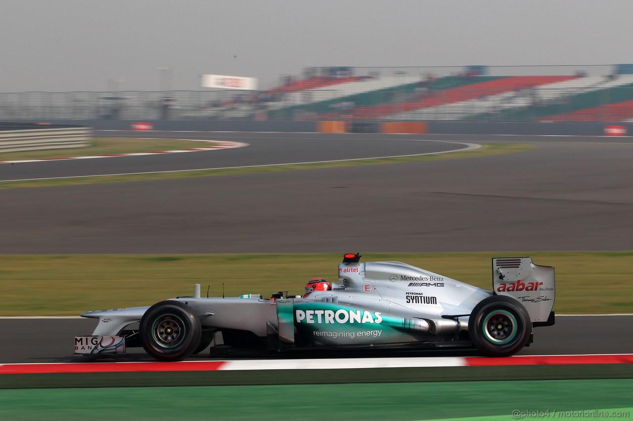 GP INDIA, 26.10.2012- Prove Libere 1, Michael Schumacher (GER) Mercedes AMG F1 W03 