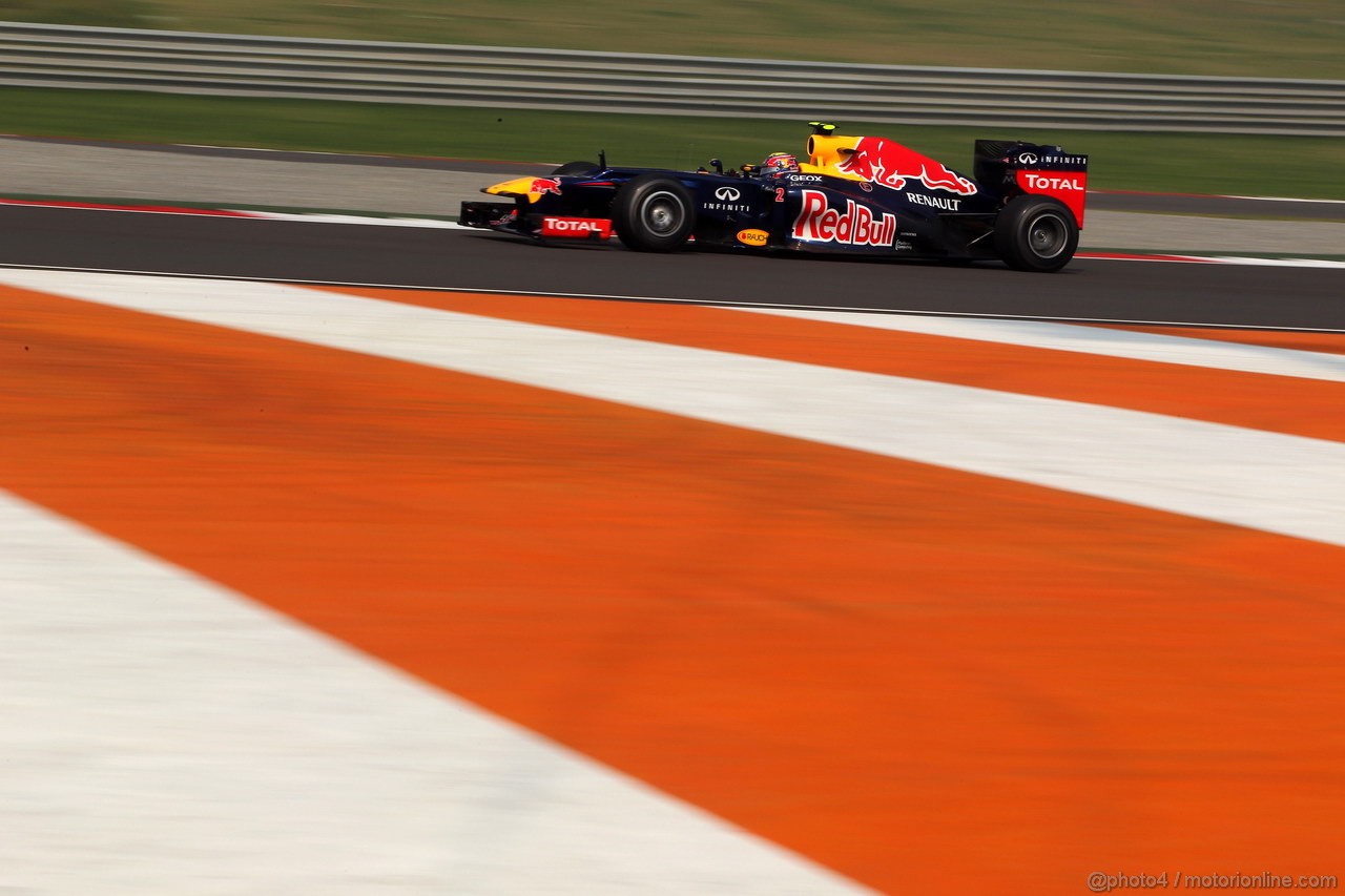 GP INDIA, 26.10.2012- Prove Libere 1, Mark Webber (AUS) Red Bull Racing RB8 