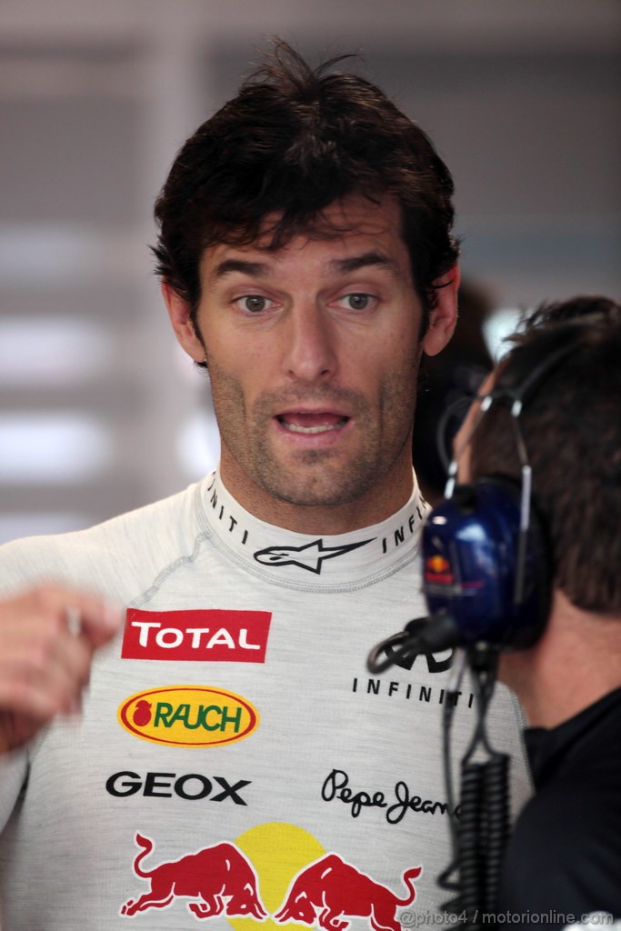 GP INDIA, 26.10.2012- Prove Libere 2, Mark Webber (AUS) Red Bull Racing RB8 