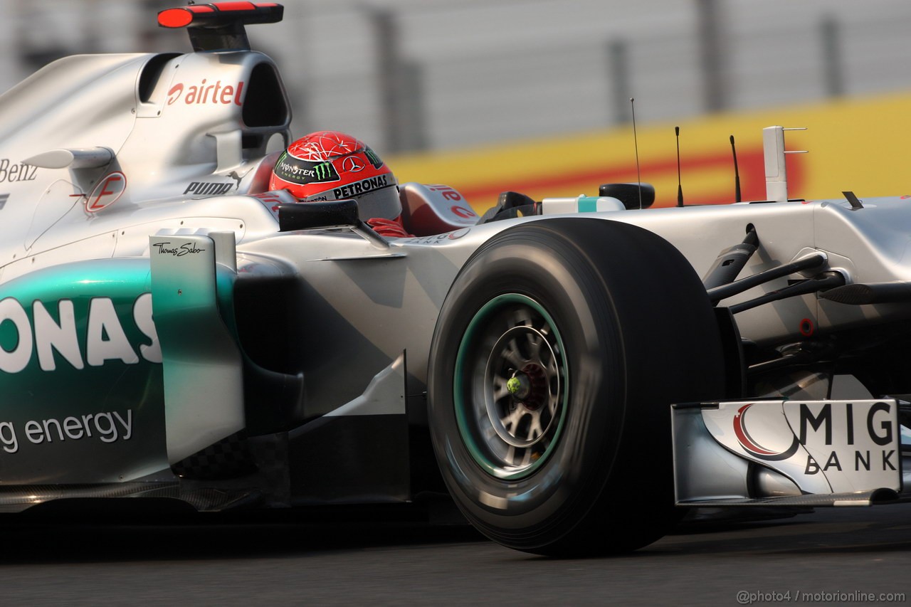 GP INDIA, 26.10.2012- Prove Libere 2, Michael Schumacher (GER) Mercedes AMG F1 W03 