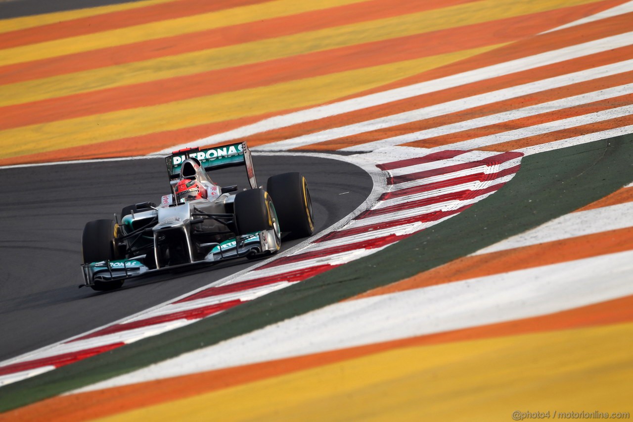 GP INDIA, 26.10.2012- Prove Libere 2, Michael Schumacher (GER) Mercedes AMG F1 W03 