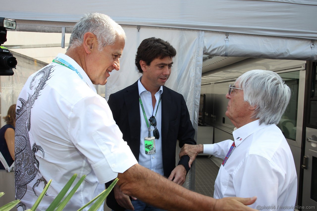 GP ITALIA, 09.09.2012- Andrea Agnelli (ITA), Juventus President, Bernie Ecclestone (GBR), President e CEO of Formula One Management  e Roberto Formigoni, Presidente Regione Lombardia