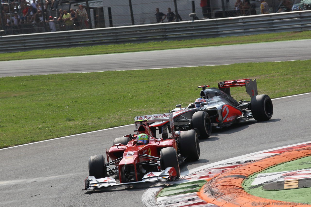 GP ITALIA, 09.09.2012- Gara,  Felipe Massa (BRA) Ferrari F2012 e Jenson Button (GBR) McLaren Mercedes MP4-27 