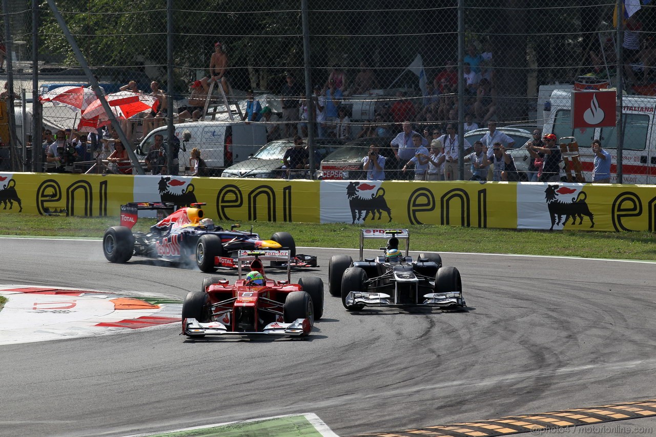 GP ITALIA, 09.09.2012- Gara,  Felipe Massa (BRA) Ferrari F2012 e Bruno Senna (BRA) Williams F1 Team FW34 