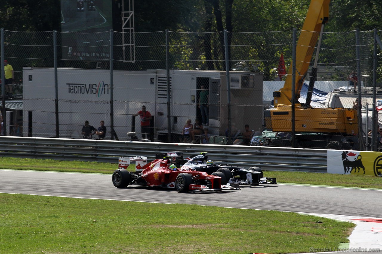 GP ITALIA, 09.09.2012- Gara,  Felipe Massa (BRA) Ferrari F2012 e Bruno Senna (BRA) Williams F1 Team FW34 