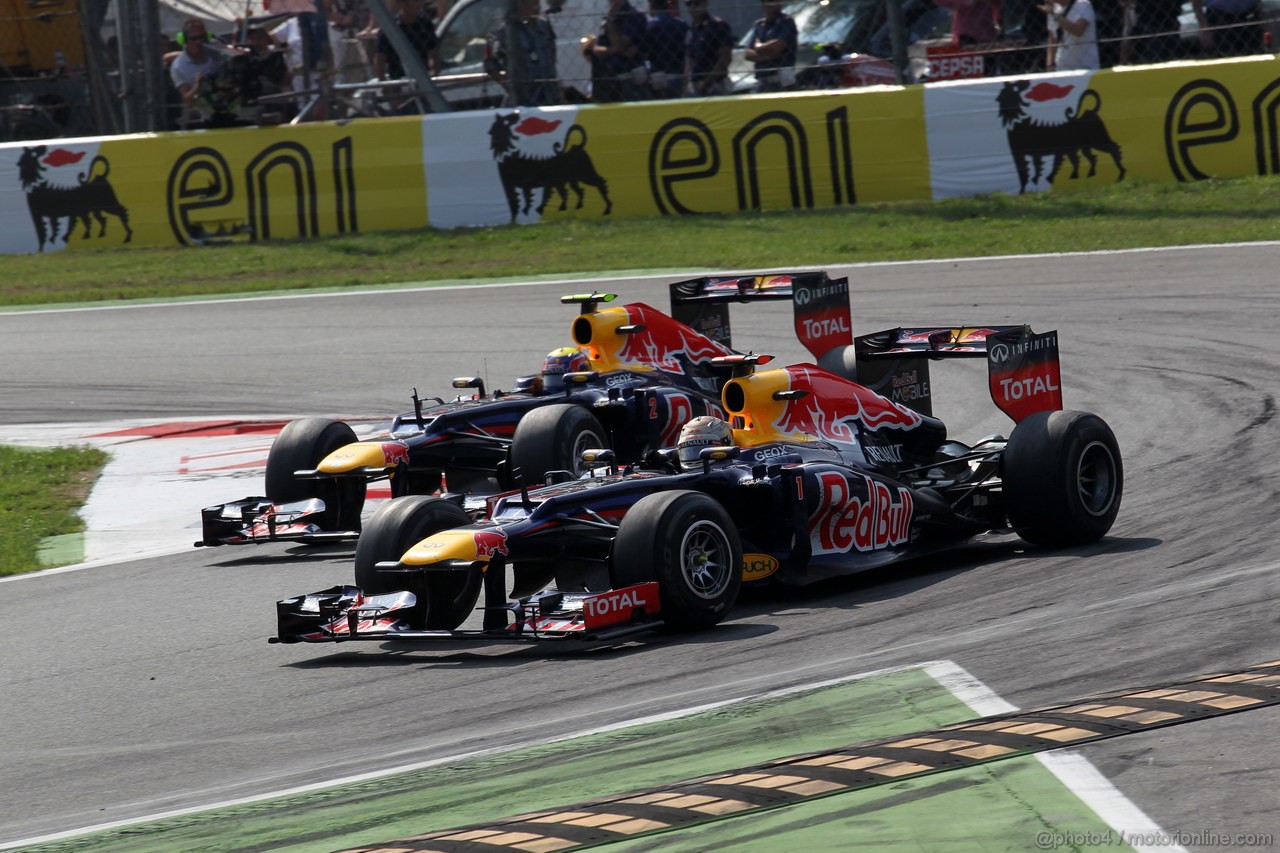 GP ITALIA, 09.09.2012- Gara,  Mark Webber (AUS) Red Bull Racing RB8 e Sebastian Vettel (GER) Red Bull Racing RB8