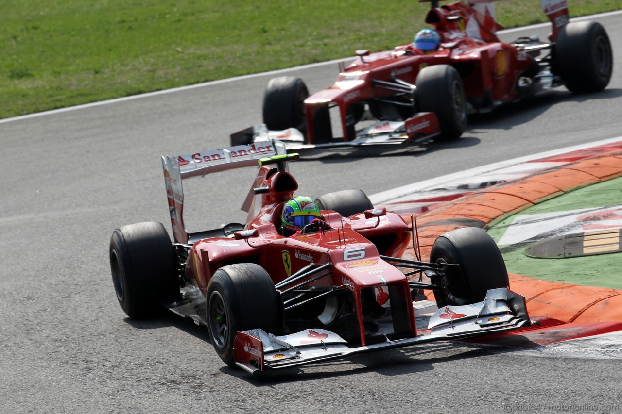 GP ITALIA, 09.09.2012- Gara,  Felipe Massa (BRA) Ferrari F2012 davanti a Fernando Alonso (ESP) Ferrari F2012 