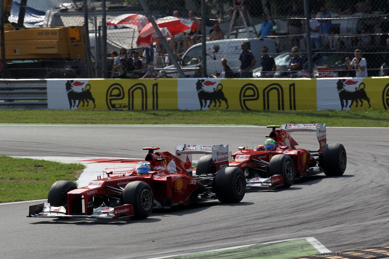 GP ITALIA, 09.09.2012- Gara,  Fernando Alonso (ESP) Ferrari F2012 davanti a Felipe Massa (BRA) Ferrari F2012 