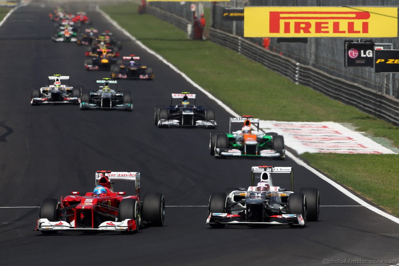 GP ITALIA, 09.09.2012- Gara,  Fernando Alonso (ESP) Ferrari F2012 e Sergio Prez (MEX) Sauber F1 Team C31 