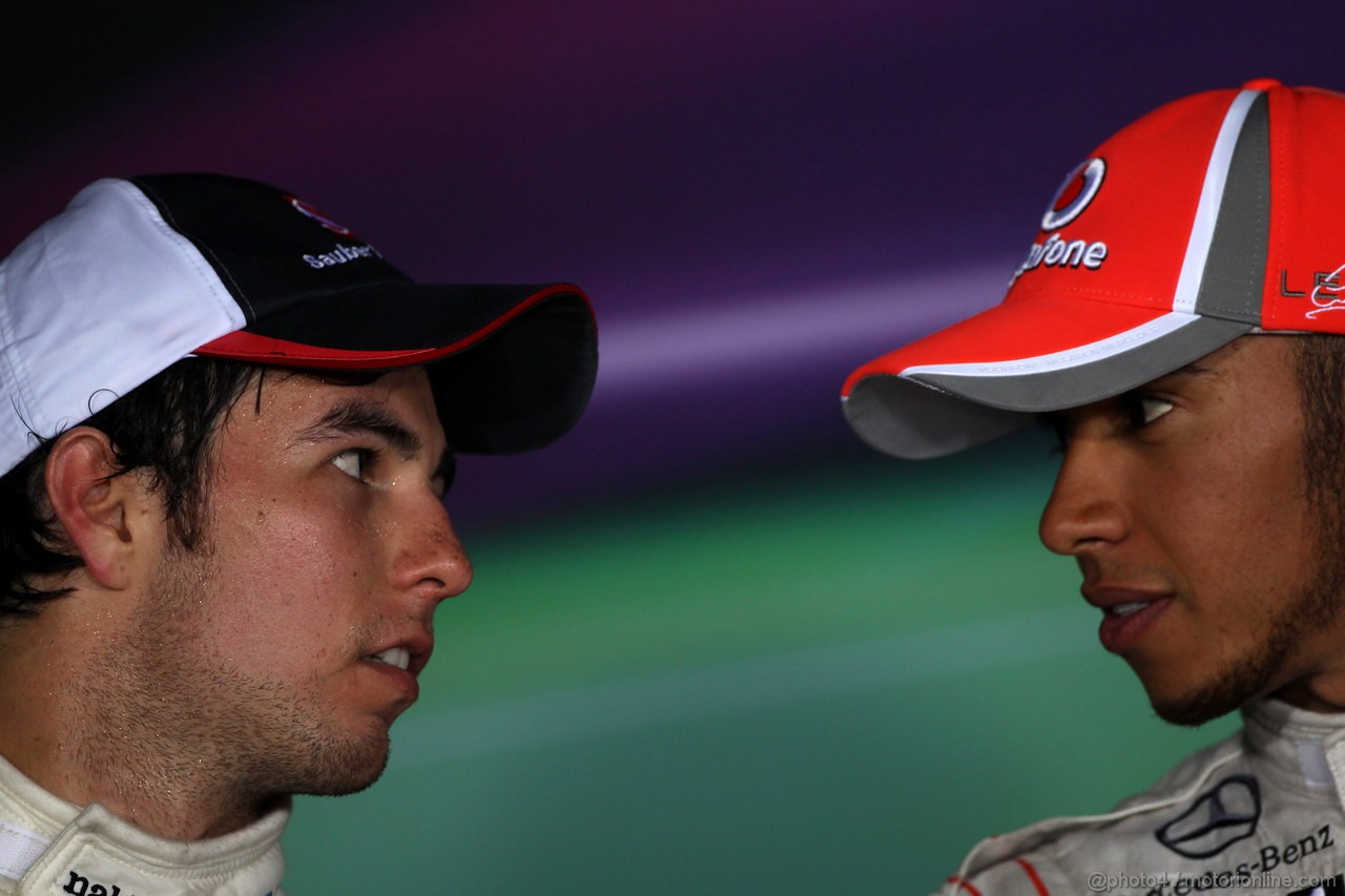 GP ITALIA, 09.09.2012- Gara, Conferenza Stampa, Lewis Hamilton (GBR) McLaren Mercedes MP4-27 e Sergio Prez (MEX) Sauber F1 Team C31 