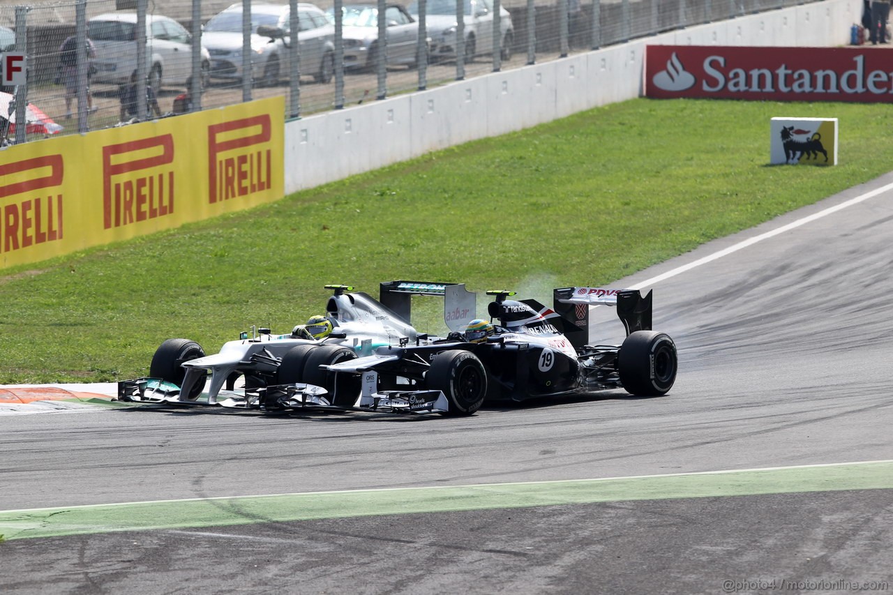 GP ITALIA, 09.09.2012- Gara, Bruno Senna (BRA) Williams F1 Team FW34 e Nico Rosberg (GER) Mercedes AMG F1 W03 