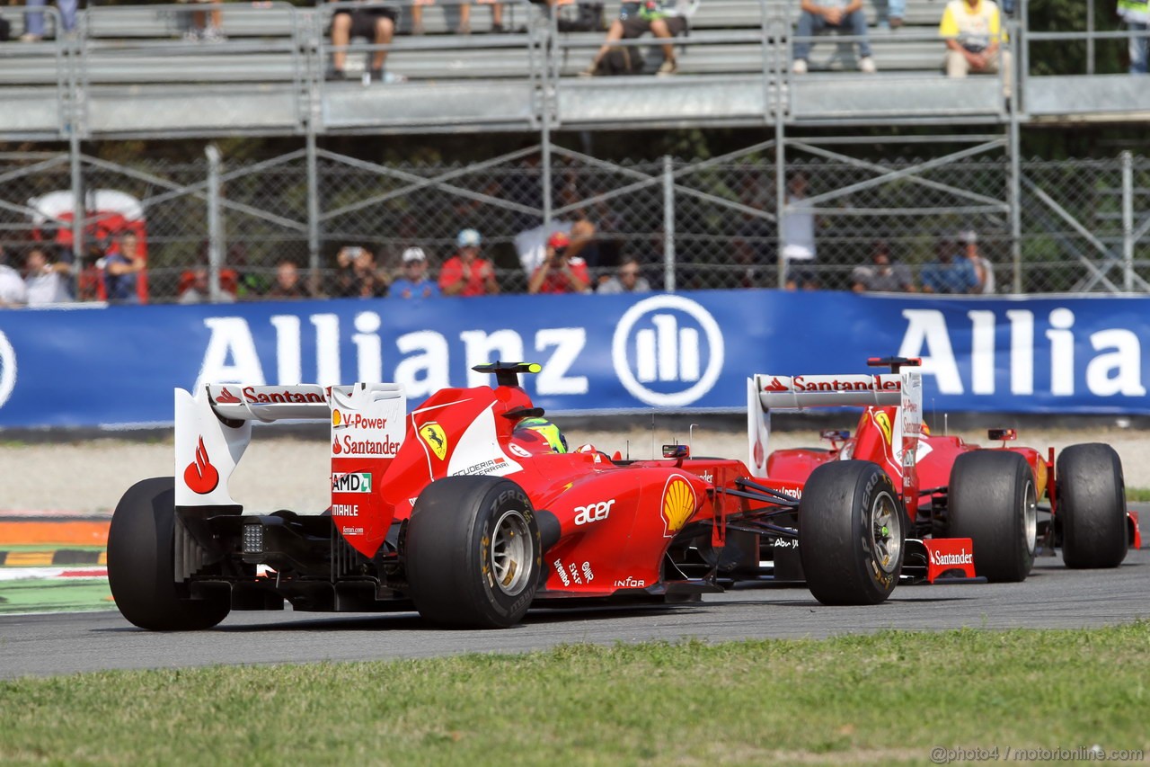 GP ITALIA, 09.09.2012- Gara, Felipe Massa (BRA) Ferrari F2012 e Fernando Alonso (ESP) Ferrari F2012 