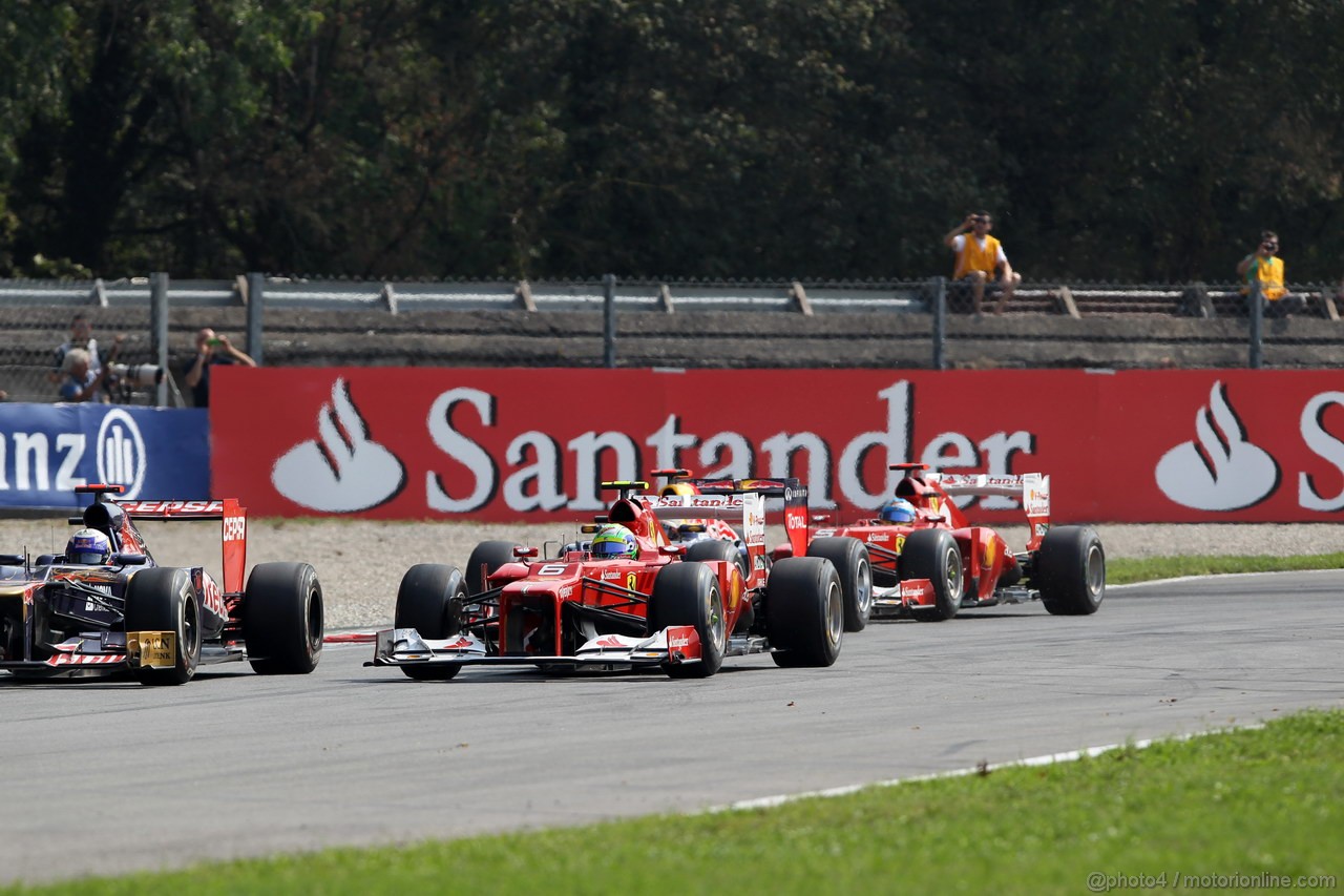 GP ITALIA, 09.09.2012- Gara, Felipe Massa (BRA) Ferrari F2012 e Fernando Alonso (ESP) Ferrari F2012 