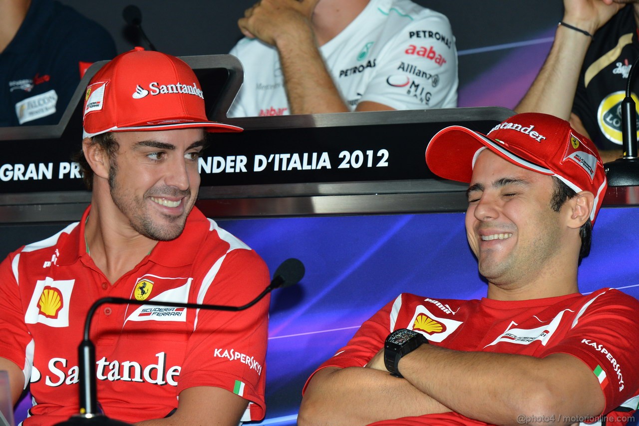 GP ITALIA, 06.09.2012- Conferenza Stampa, Fernando Alonso (ESP) Ferrari F2012 e Felipe Massa (BRA) Ferrari F2012 
