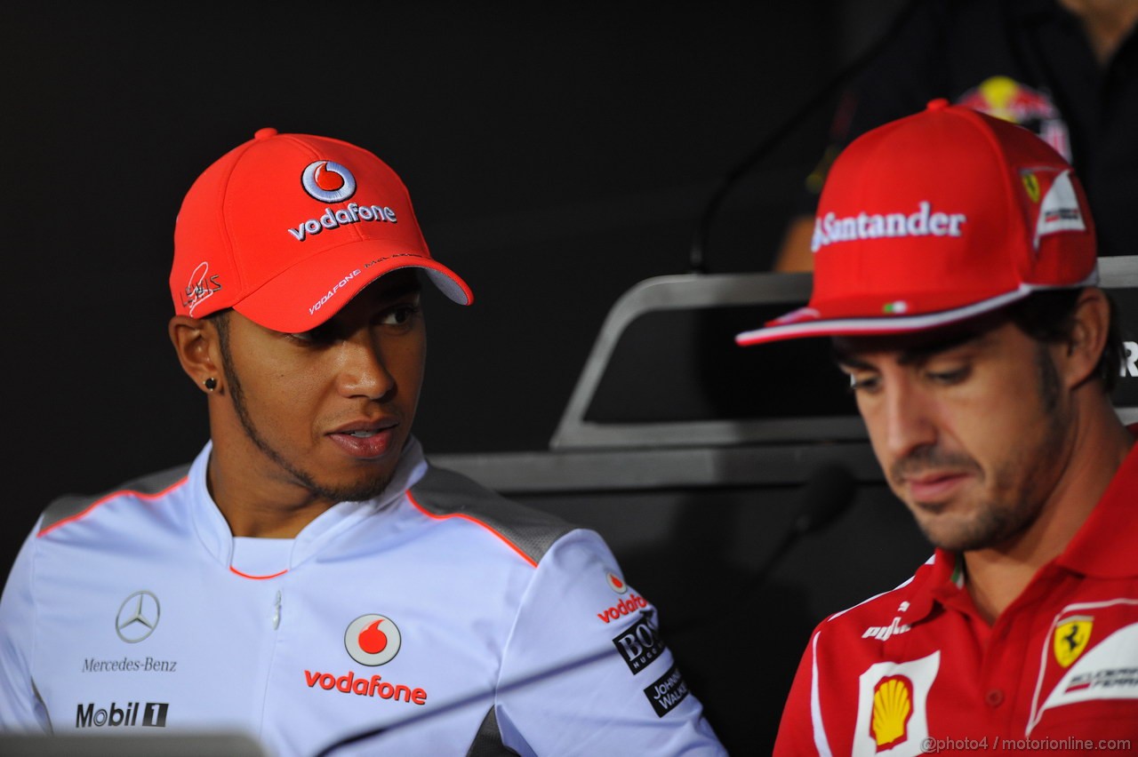 GP ITALIA, 06.09.2012- Conferenza Stampa, Lewis Hamilton (GBR) McLaren Mercedes MP4-27 e Fernando Alonso (ESP) Ferrari F2012 