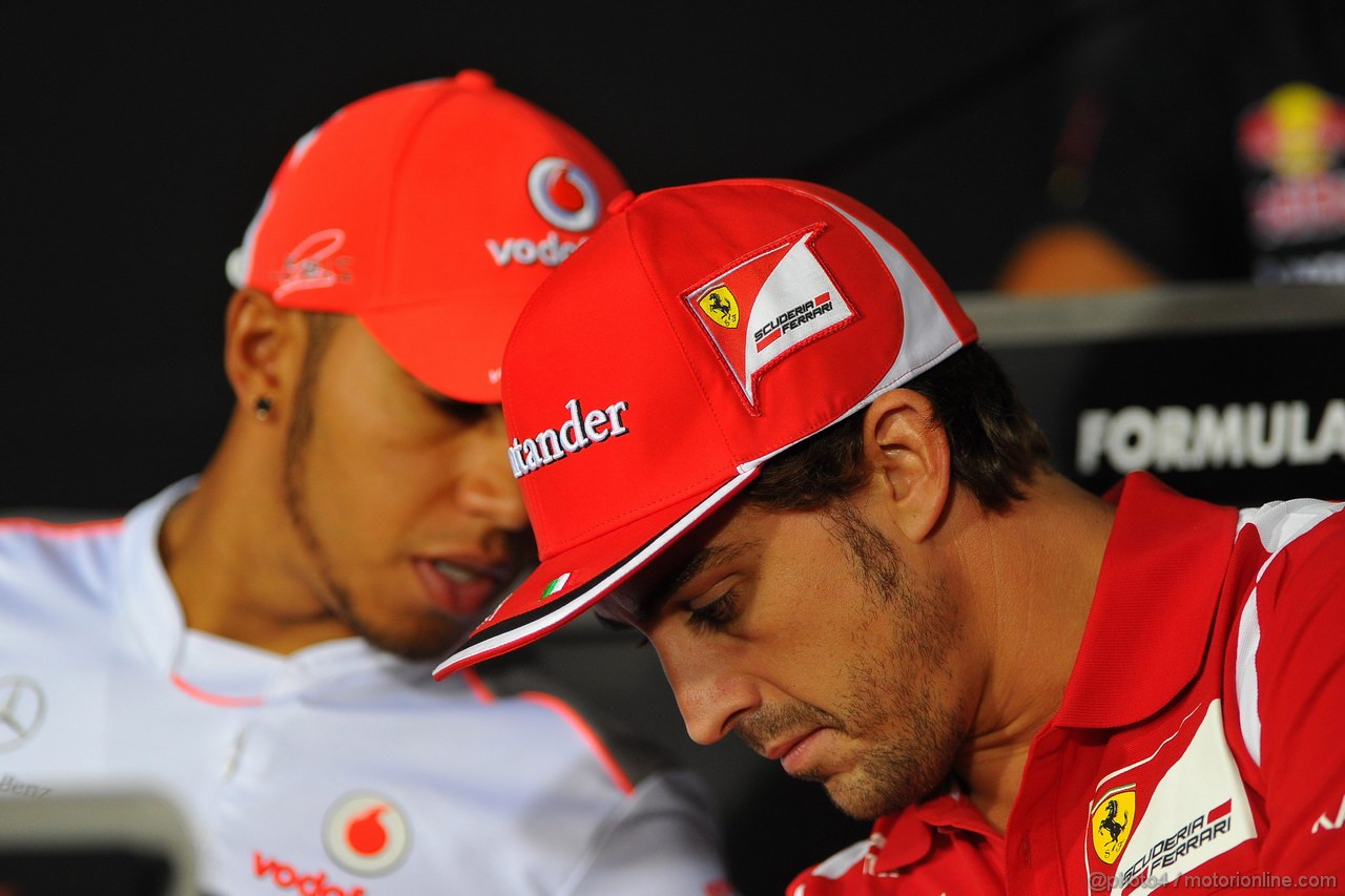 GP ITALIA, 06.09.2012- Conferenza Stampa, Lewis Hamilton (GBR) McLaren Mercedes MP4-27 e Fernando Alonso (ESP) Ferrari F2012 