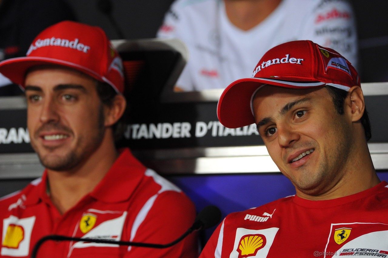 GP ITALIA, 06.09.2012- Conferenza Stampa, Fernando Alonso (ESP) Ferrari F2012 e Felipe Massa (BRA) Ferrari F2012 