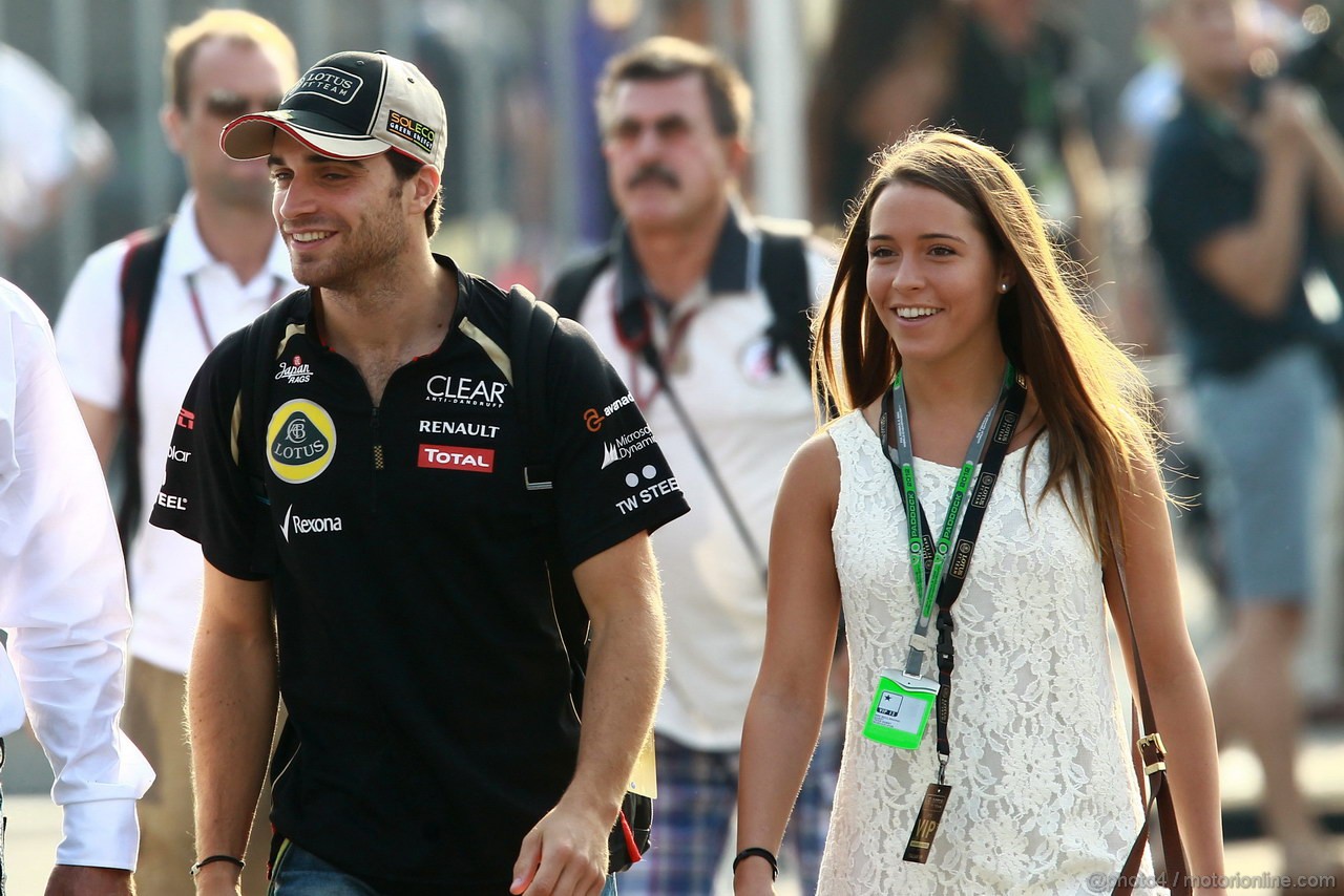 GP ITALIA, 08.09.2012- Jerome D'Ambrosio (BEL), Lotus F1 Team E20 e Domenica Natalie