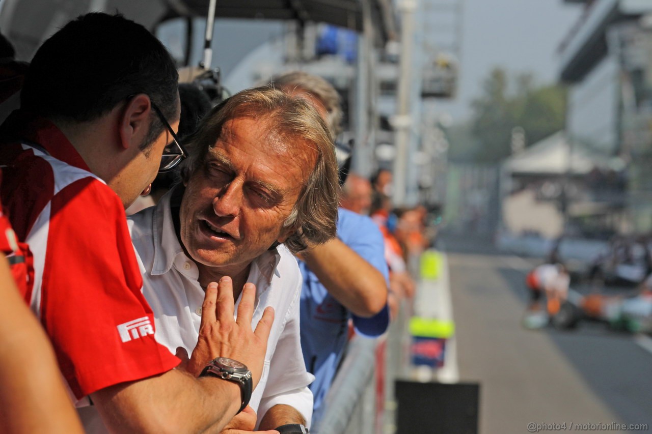 GP ITALIA, 08.09.2012- Prove Libere 3, Luca Cordero di Montezemolo (ITA), President Ferrari e Stefano Domenicali (ITA), Team Principal