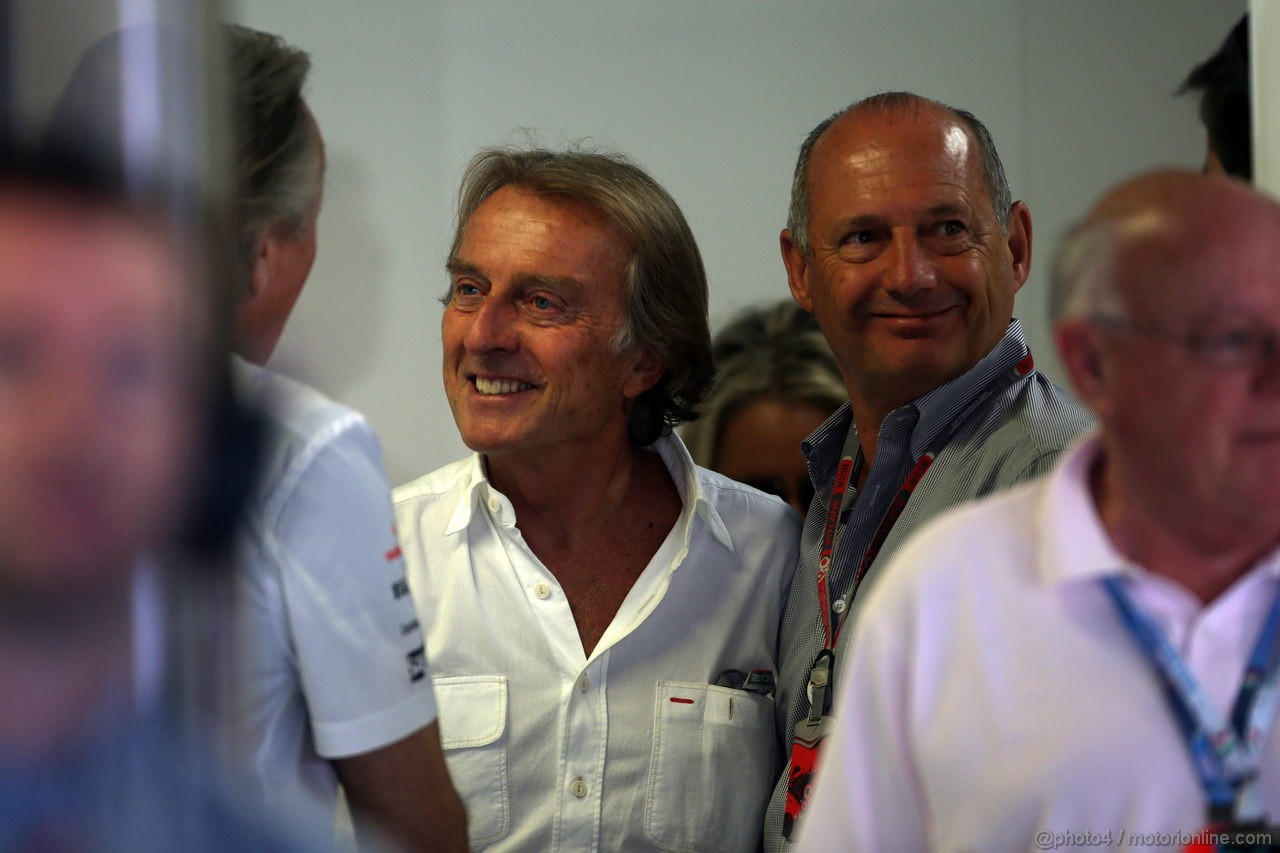 GP ITALIA, 08.09.2012- Prove Libere 3, Luca Cordero di Montezemolo (ITA), President Ferrari  e Ron Dennis (GBR), McLaren Mercedes
