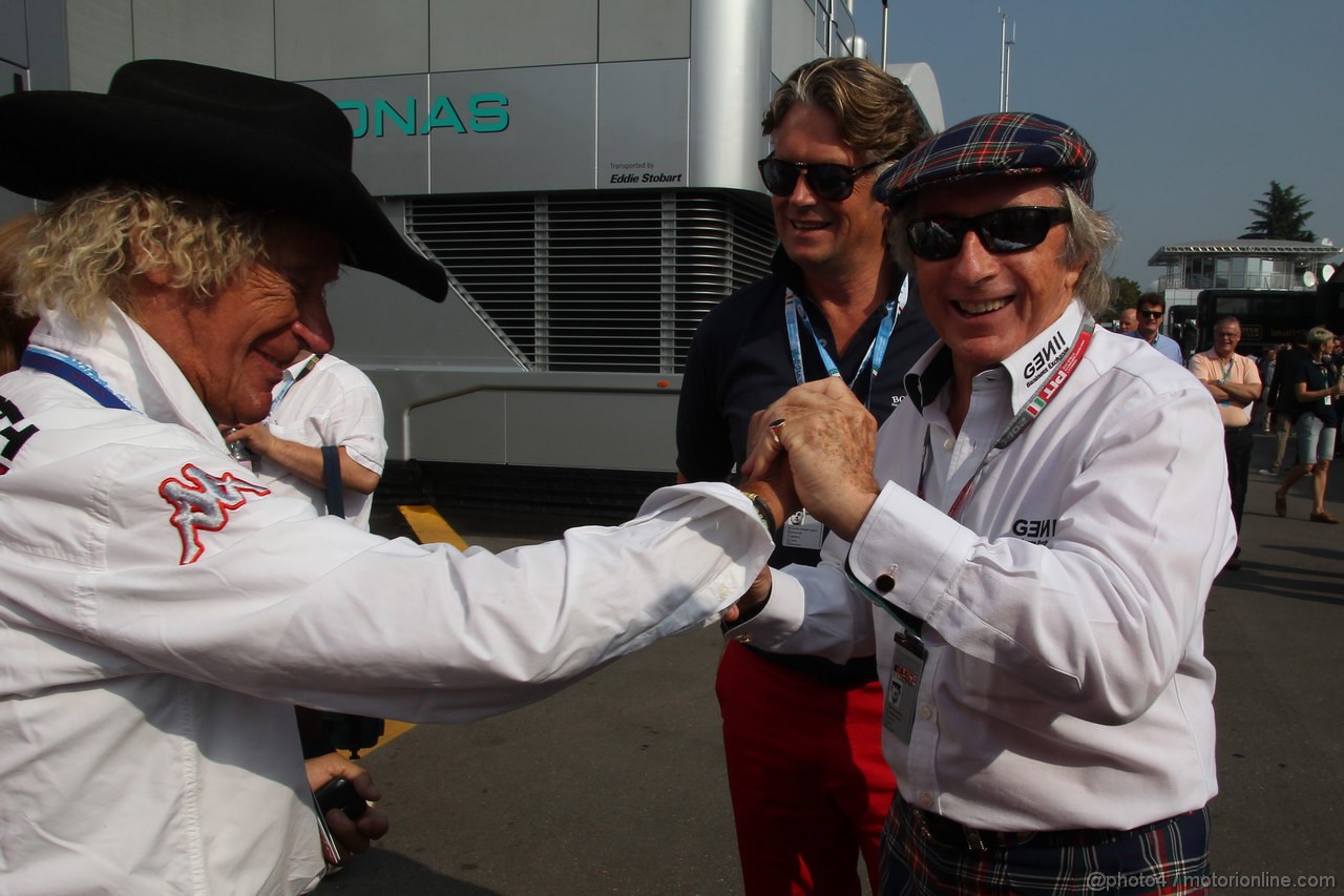 GP ITALIA, 08.09.2012- Prove Libere 3, Arturo Merzario (ITA) Ex F1 driver e Sir Jackie Stewart (GBR) 