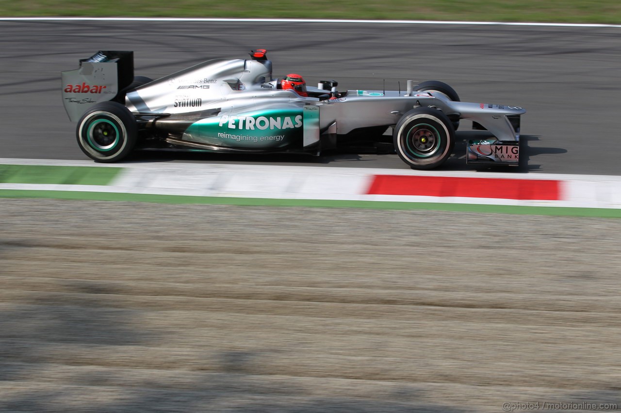 GP ITALIA, 08.09.2012- Prove Libere 3, Michael Schumacher (GER) Mercedes AMG F1 W03  
