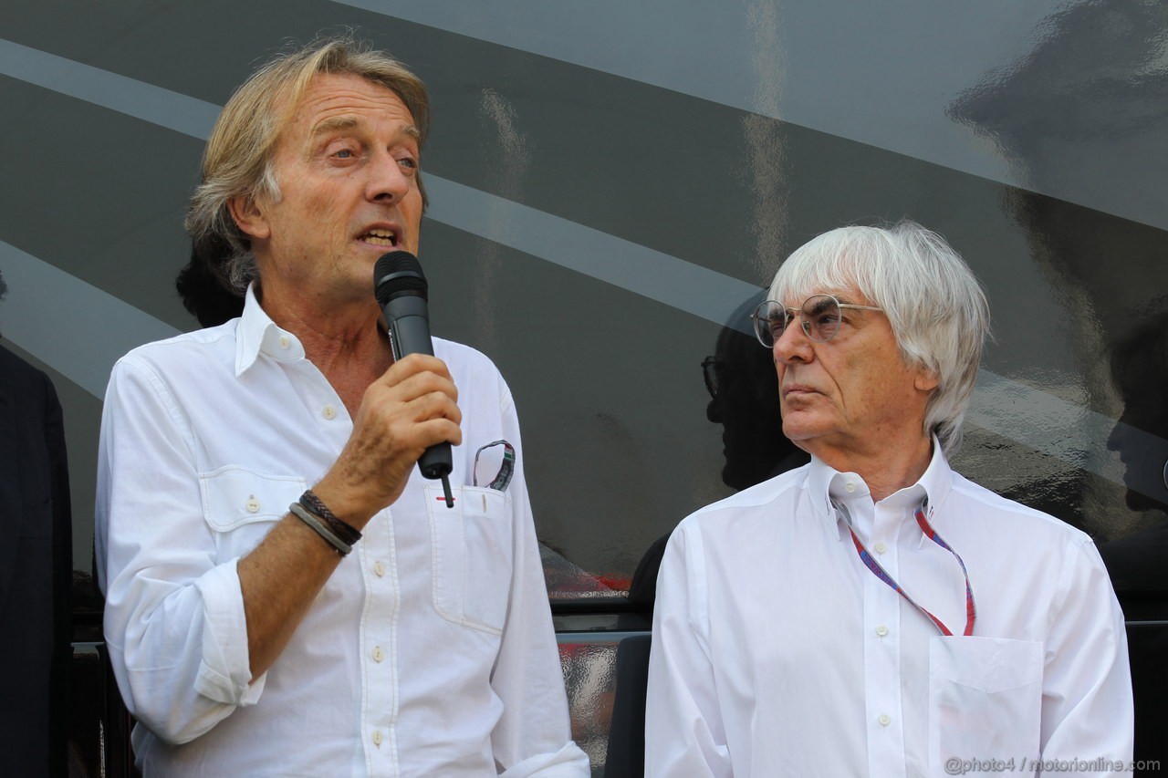 GP ITALIA, 08.09.2012- Prove Libere 3, Luca Cordero di Montezemolo (ITA), President Ferrari e Bernie Ecclestone (GBR), President e CEO of Formula One Management
