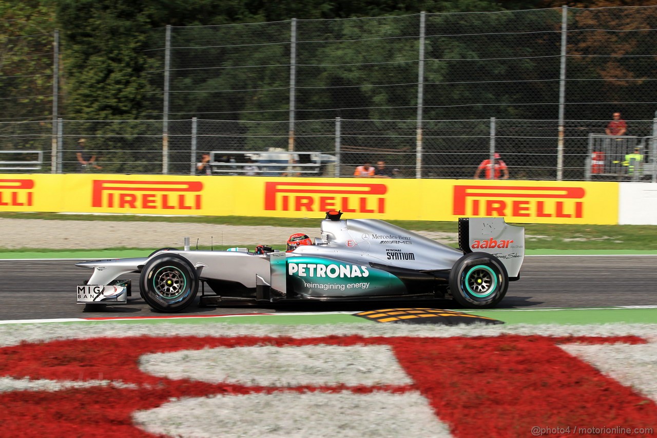 GP ITALIA, 08.09.2012- Prove Libere 3, Michael Schumacher (GER) Mercedes AMG F1 W03 