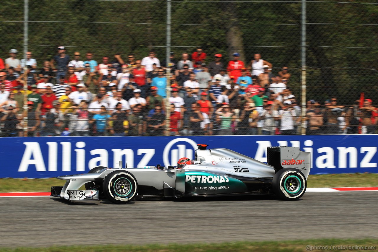 GP ITALIA, 08.09.2012- Prove Libere 3, Michael Schumacher (GER) Mercedes AMG F1 W03 