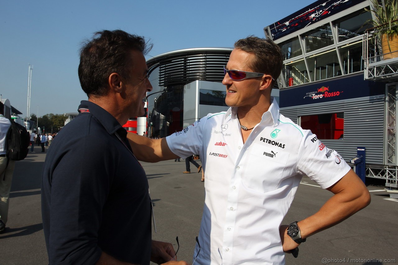 GP ITALIA, 08.09.2012- Jean Alesi (FRA) e Michael Schumacher (GER) Mercedes AMG F1 W03