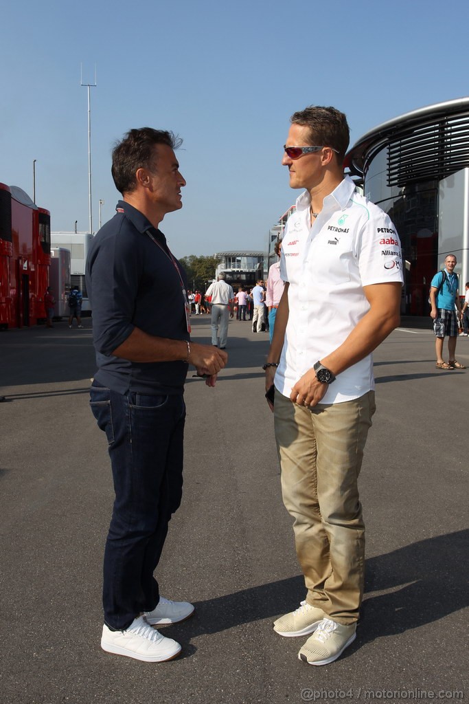 GP ITALIA, 08.09.2012- Jean Alesi (FRA) e Michael Schumacher (GER) Mercedes AMG F1 W03 