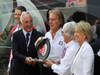 GP ITALIA, 08.09.2012-  Alberto Bombassei (ITA) Brembo CEO presents Bernie Ecclestone (GBR) CEO Formula One Group (FOM) with a special Brembo brake to commemorate the 50th anniversary of the company with Luca Cordero di Montezemolo (ITA), President Ferrari  