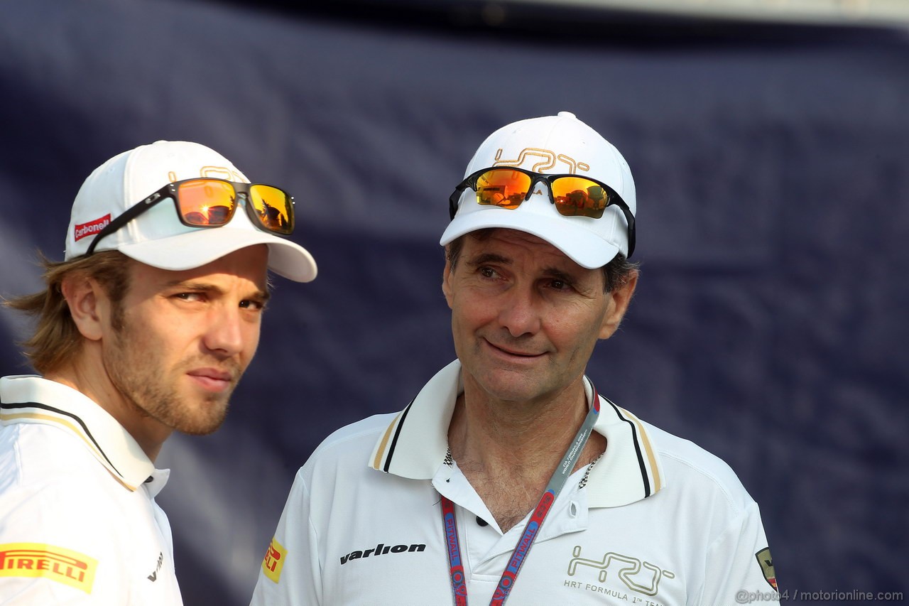 GP ITALIA, 07.09.2012- Prove Libere 1, Dani Clos (ESP), Test Driver HRT e Perez Sala (ESP), Team Manager HRT