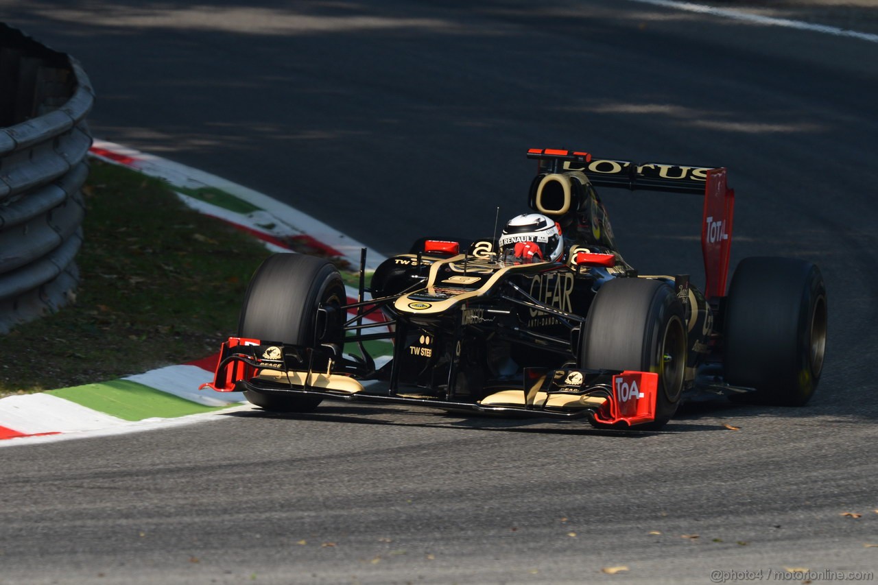 GP ITALIA, 07.09.2012- Prove Libere 1, Kimi Raikkonen (FIN) Lotus F1 Team E20 