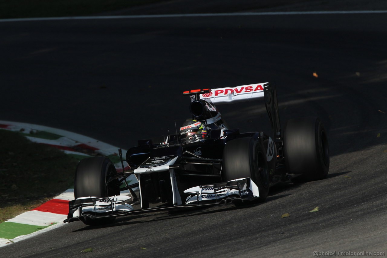 GP ITALIA, 07.09.2012- Prove Libere 1, Pastor Maldonado (VEN) Williams F1 Team FW34 