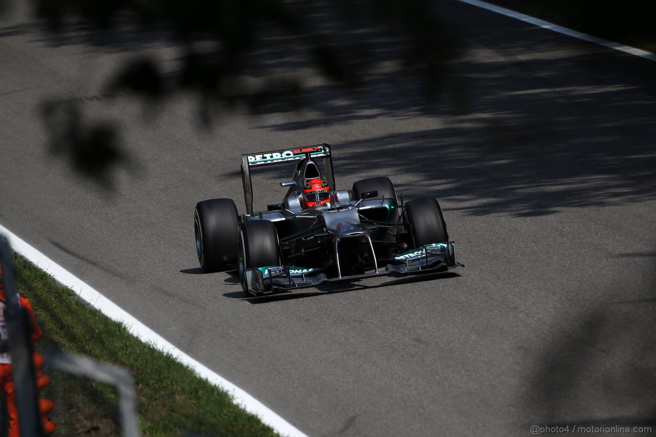 GP ITALIA, 07.09.2012- Prove Libere 2, Michael Schumacher (GER) Mercedes AMG F1 W03 