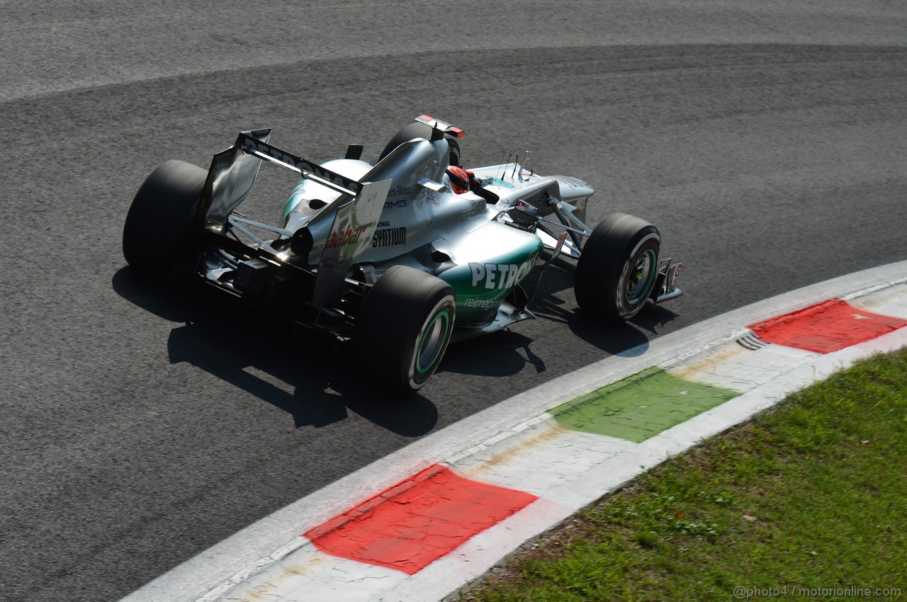 GP ITALIA, 07.09.2012- Prove Libere 2, Michael Schumacher (GER) Mercedes AMG F1 W03 