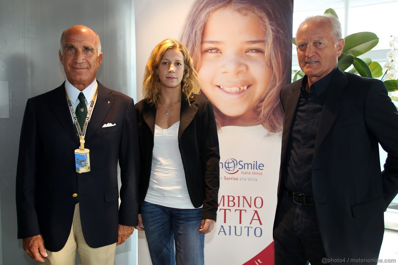 GP ITALIA, 07.09.2012- Dr. Angelo Sticchi Damiani (ITA) Aci Csai President, Michela Cerruti (ITA) e Santo Versace for 