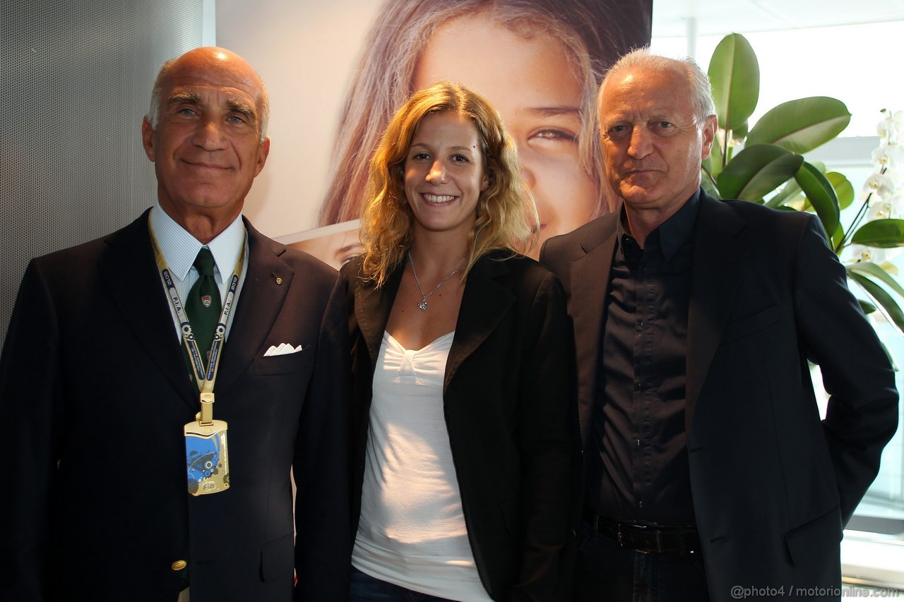 GP ITALIA, 07.09.2012- Dr. Angelo Sticchi Damiani (ITA) Aci Csai President, Michela Cerruti (ITA) e Santo Versace for 