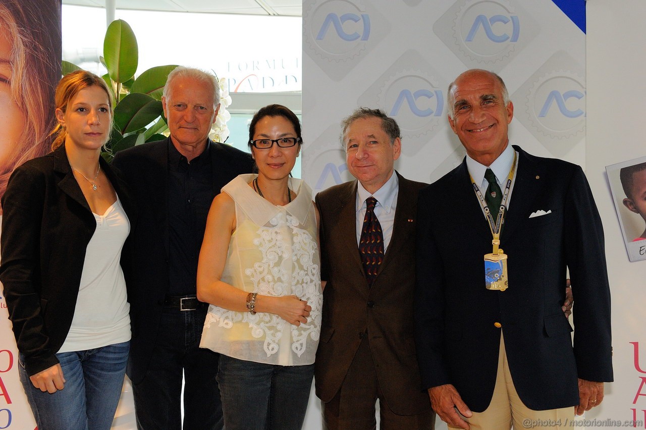 GP ITALIA, 07.09.2012- Dr. Angelo Sticchi Damiani (ITA) Aci Csai President, Michela Cerruti (ITA) e Santo Versace for 