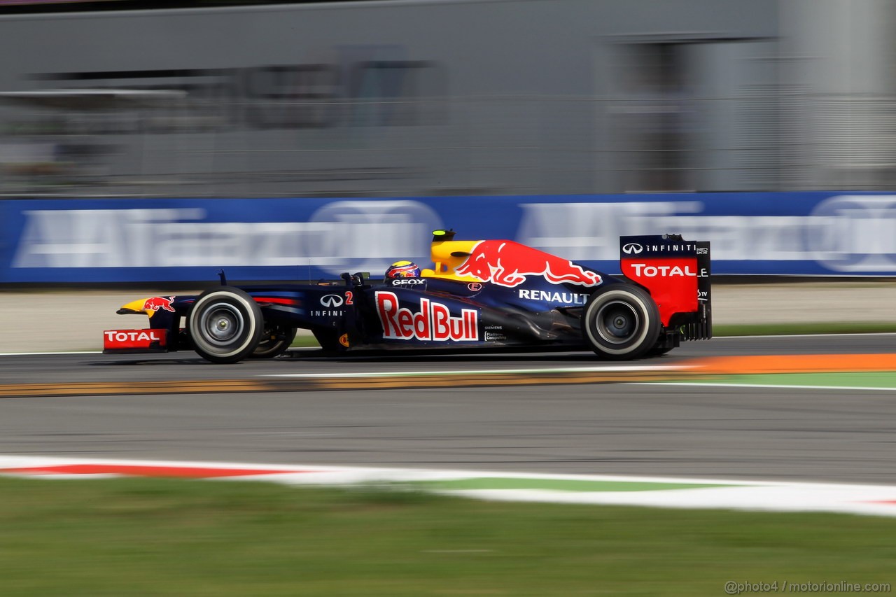 GP ITALIA, 07.09.2012- Prove Libere 2, Mark Webber (AUS) Red Bull Racing RB8 