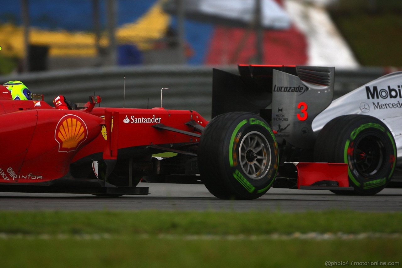 GP MALESIA, 25.03.2012- Gara, Felipe Massa (BRA) Ferrari F2012 e Jenson Button (GBR) McLaren Mercedes MP4-27 