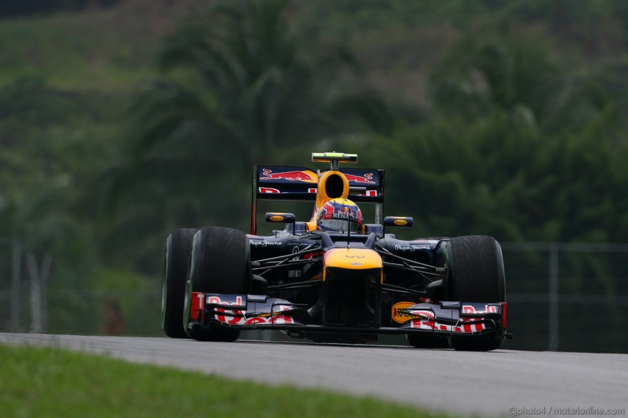 GP MALESIA, 24.03.2012- Prove Libere 3, Sabato, Mark Webber (AUS) Red Bull Racing RB8 