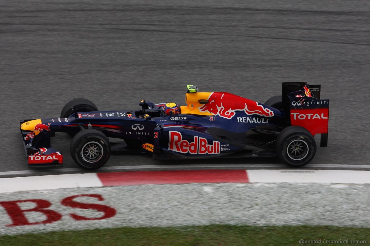 GP MALESIA, 24.03.2012- Prove Libere 3, Sabato, Mark Webber (AUS) Red Bull Racing RB8 
