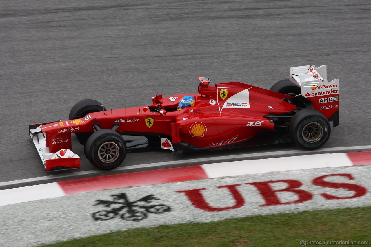 GP MALESIA, 24.03.2012- Prove Libere 3, Sabato, Fernando Alonso (ESP) Ferrari F2012 