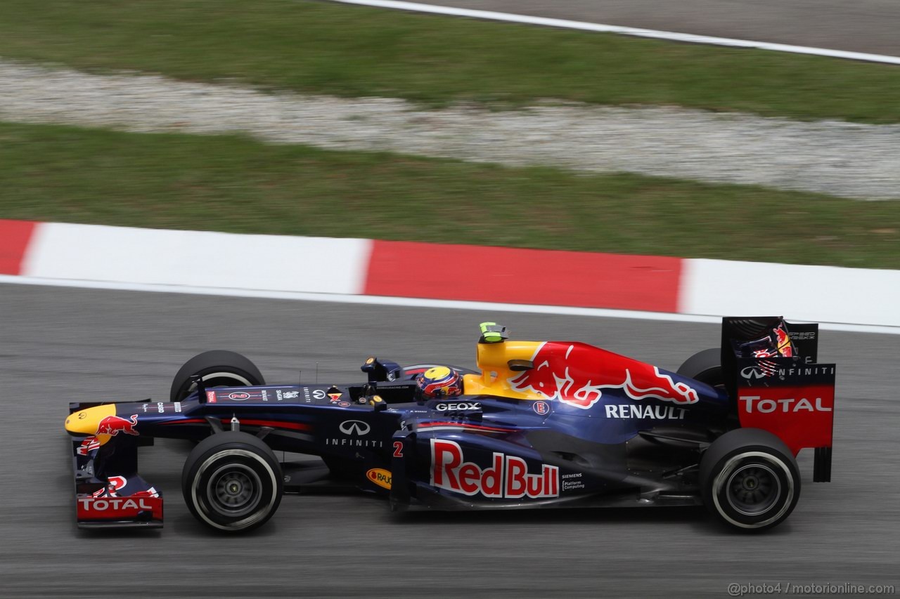 GP MALESIA, 24.03.2012- Prove Libere 3, Sabato, Mark Webber (AUS) Red Bull Racing RB8 